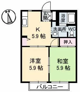 ドムス・ヒルズ G館【2階】の間取り