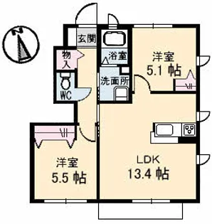ブランシェーM B棟【1階】の間取り