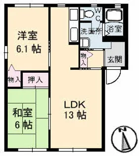 グリーンコートA棟【1階】の間取り
