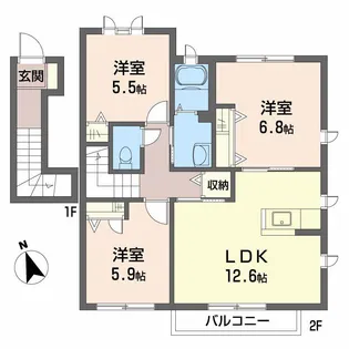 オレンジホップ C棟【2階】の間取り