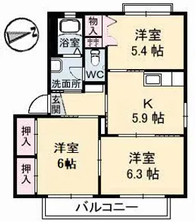 K’Sヒル B棟【1階】の間取り