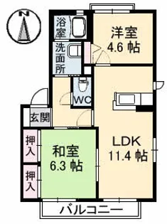 ドリームハイツKEN 1棟【2階】の間取り