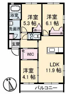 グランマスト1 B棟【2階】の間取り