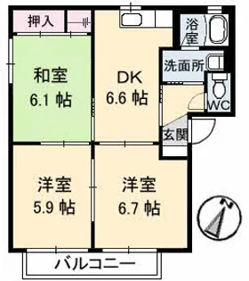 ファミール牟礼【1階】の間取り