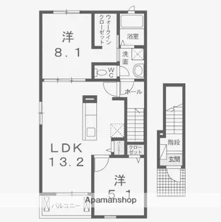 フェリオ【A201号室】の間取り