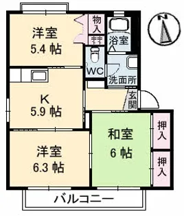 サン・バリュージュ C棟【1階】の間取り