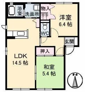 シャトーグリーンB棟【1階】の間取り