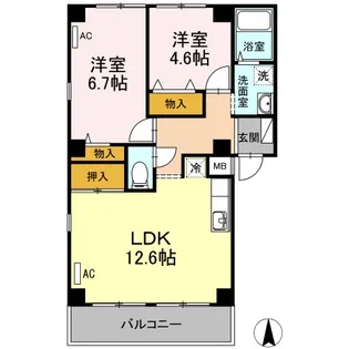 フィネス三条【2階】の間取り