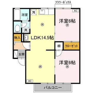 フリータウン香東 A棟【2階】の間取り