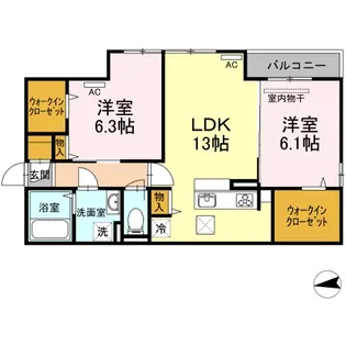 リリックガーデンA棟【1階】の間取り