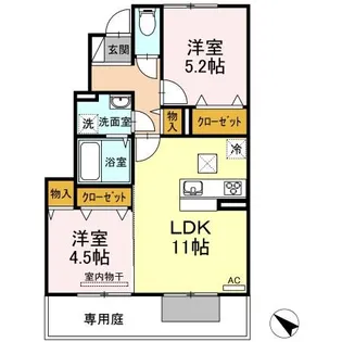 ウルス カンパーニュ【1階】の間取り