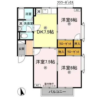 メゾン ド ボヌール C棟【2階】の間取り