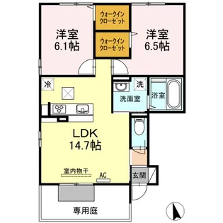 プティ ボヌール A棟【1階】の間取り