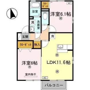 アヴニール B棟【2階】の間取り