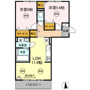ル・シェール A棟【2階】の間取り