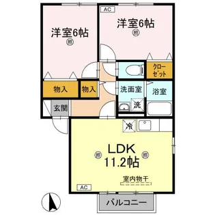 ユイマールガーデンII B棟【2階】の間取り