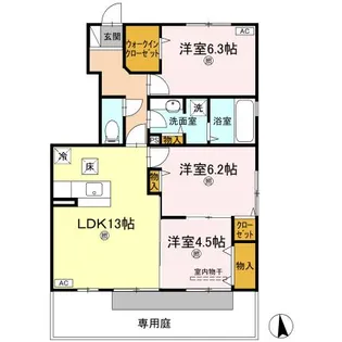 フォンターナ伏石II【1階】の間取り