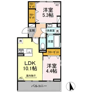 ドヌール・エスパース A棟【3階】の間取り