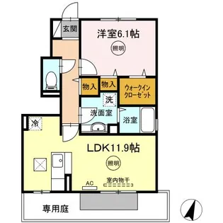 ルーラル タウン B棟【1階】の間取り