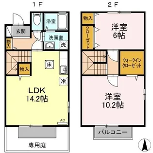 香川県高松市伏石町【テラスハウス】の間取り