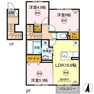 リーベ クオーレ A棟【2階】の間取り