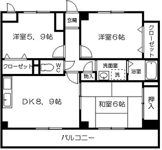 ハピネス三条【2階】の間取り