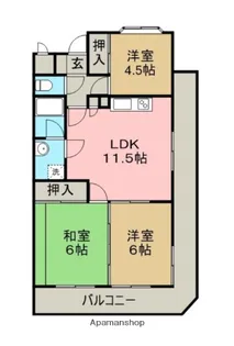 ファミール徳常【4階】の間取り