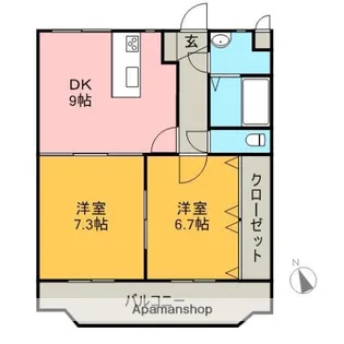 リアン田の上【1階】の間取り