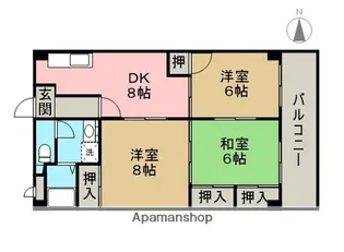 アサヒパレス宇高【3階】の間取り
