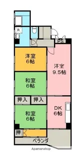アサヒパレス宇高【6階】の間取り