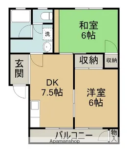 上原ハイツA棟【2階】の間取り