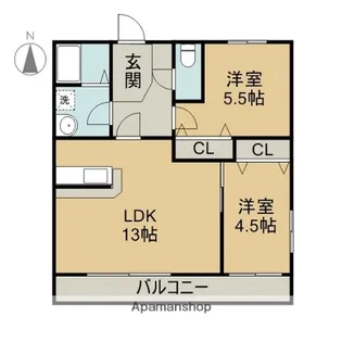 2LDKの間取り画像