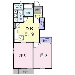 レジデンス太陽B棟【1階】の間取り