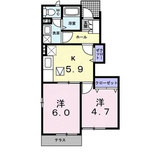 アヴァン・フォンテーヌA【1階】の間取り