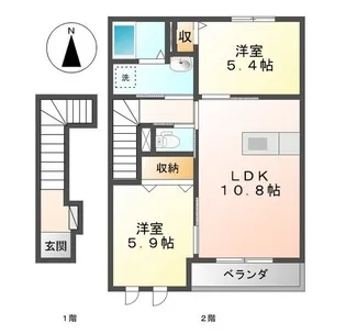 ディアベルジュ輝【2階】の間取り