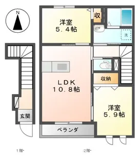 ディアベルジュ輝【2階】の間取り