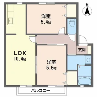 ウィンディアUWABARA B棟【2階】の間取り