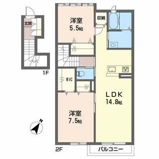 シャーメゾンHADA【2階】の間取り