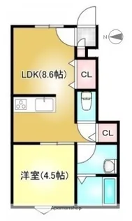 EARLS COURT下泉【1階】の間取り