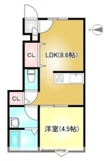 EARLS COURT下泉【1階】の間取り