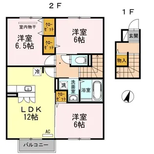 プランドール安岡Ⅲ A棟【2階】の間取り