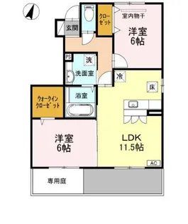 プランドール安岡Ⅲ A棟【1階】の間取り