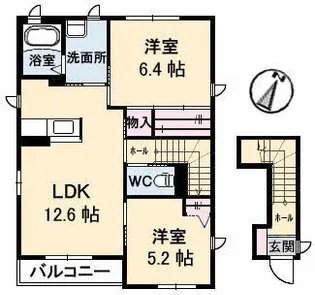 シャーメゾンWE B棟【2階】の間取り