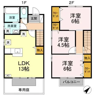 愛媛県新居浜市東雲町2丁目【テラスハウス】の間取り