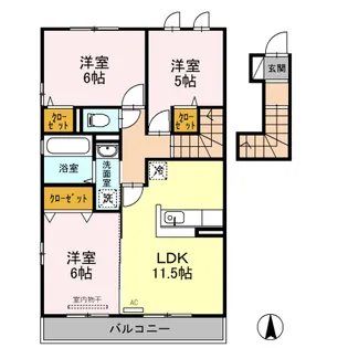 デミコリーヌ A棟【2階】の間取り