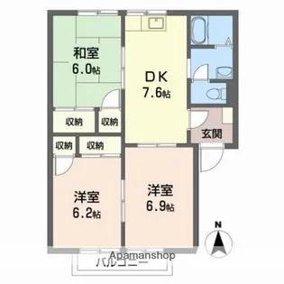 フレグランス南久米 C棟【2階】の間取り