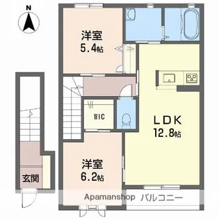 テラスコート東垣生 A棟【2階】の間取り