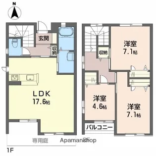 サウス・ヴィエント A棟【103号室】の間取り