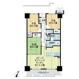 サーパス祝谷【2階】の間取り