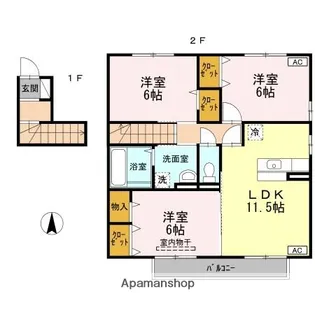 カルム新川 A棟【201号室】の間取り